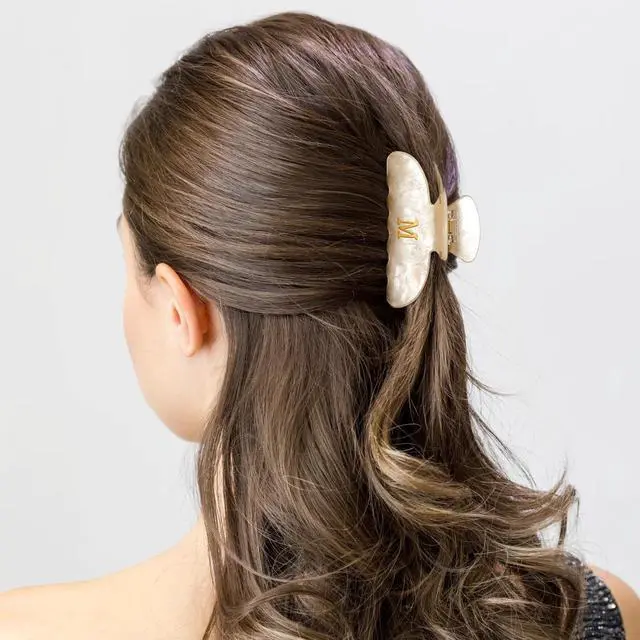 Alt view image 7 of 7 - Hair Claw Clips for Women, Birthday Gift Initial Elegant Hair Clips for Teen Girl, Glitter Claw Clip for Thick Thin Hair, Bridesmaid Gifts, Letter M