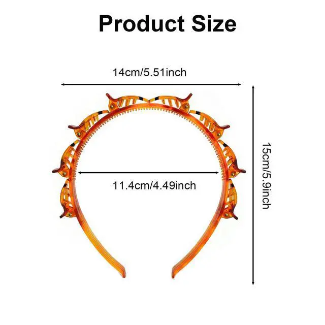 Alt view image 2 of 6 - 2 Pack Clip Headband Hairclip Headband Bangs Hairpin Braided Toothed Hairband 90s Curly Hair Accessories for Women Girls Black and Brown