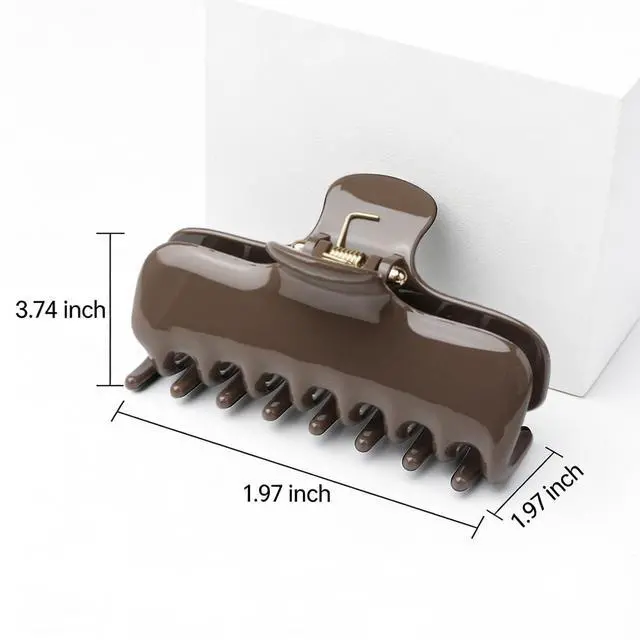 Alt view image 5 of 6 - Medium Square Hair Claw Clips for Women Upgraded Springs Korean Version Premium Hair Clips Non-Slip Strong Hold for Thin Thick Curly Long Hair Stylish Shark Clip Ideal Gifts 1 Pcs Set (Brown)