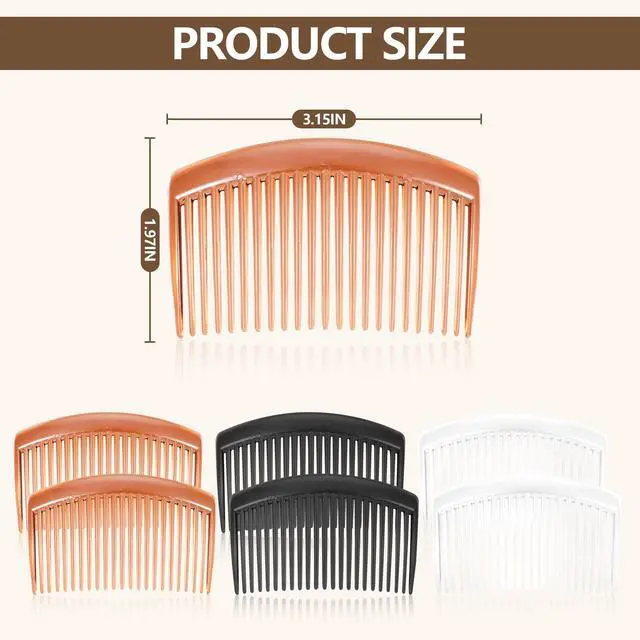 Alt view image 2 of 7 - 6PCS 3.15IN Hair Side Comb with 3 Colors, Professional Barber Comb for Styling and Grooming, French Combs for Wedding, Dating and More