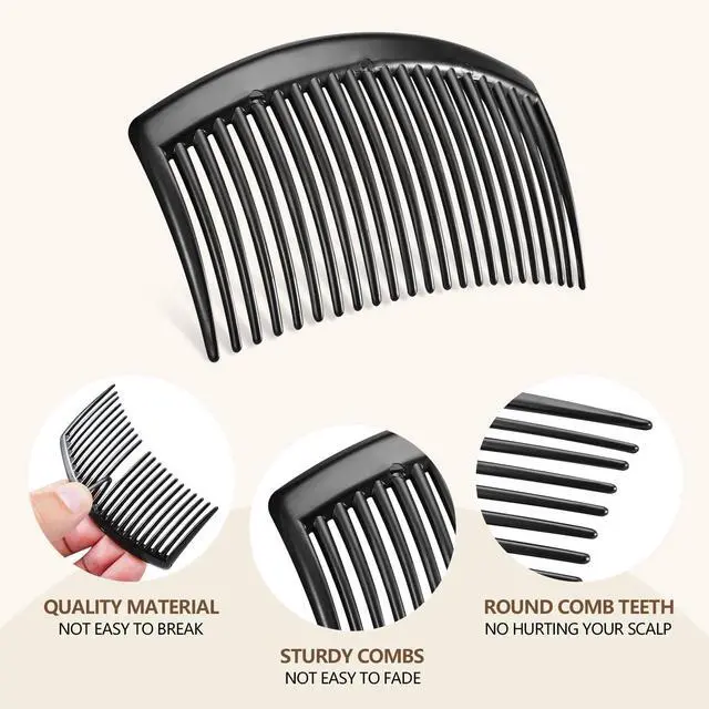 Alt view image 5 of 7 - 6PCS 3.15IN Hair Side Comb with 3 Colors, Professional Barber Comb for Styling and Grooming, French Combs for Wedding, Dating and More