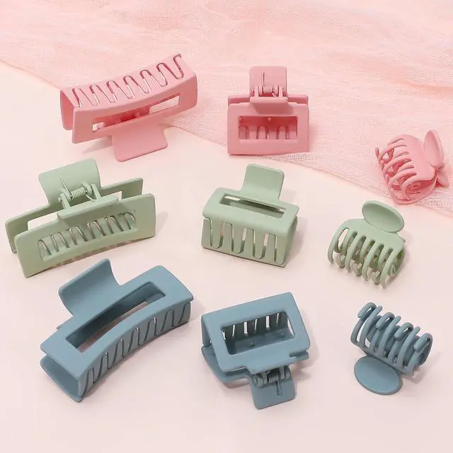 Alt view image 2 of 7 - 3 Style Hair Accessories for Women: Medium Rectangle Clips for Thick Hair, Square Clips for Thin Hair - 9 pcs Colorful Set | Rectangle Hair Clips for Thick Hair, Square Claw Clips for Thin Hair,