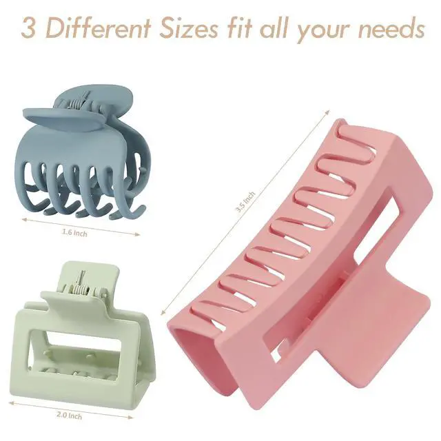 Alt view image 3 of 7 - 3 Style Hair Accessories for Women: Medium Rectangle Clips for Thick Hair, Square Clips for Thin Hair - 9 pcs Colorful Set | Rectangle Hair Clips for Thick Hair, Square Claw Clips for Thin Hair,