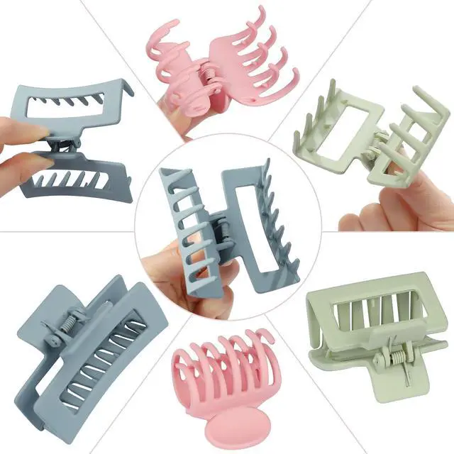 Alt view image 4 of 7 - 3 Style Hair Accessories for Women: Medium Rectangle Clips for Thick Hair, Square Clips for Thin Hair - 9 pcs Colorful Set | Rectangle Hair Clips for Thick Hair, Square Claw Clips for Thin Hair,