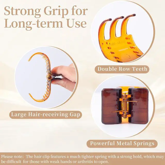 Alt view image 4 of 7 - 6 Pcs Hair Claw Clips, 2 Inch Small Claw Clips for Thin or Medium Hair | Strong Hold Medium Claw Clips with Double Row Teeth, Non-slip Stylish Plastic Hair Clips for Women Girls, Brown