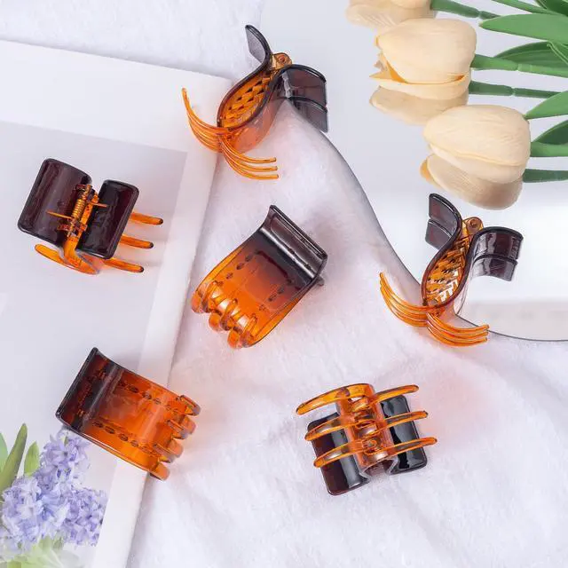 Alt view image 6 of 7 - 6 Pcs Hair Claw Clips, 2 Inch Small Claw Clips for Thin or Medium Hair | Strong Hold Medium Claw Clips with Double Row Teeth, Non-slip Stylish Plastic Hair Clips for Women Girls, Brown
