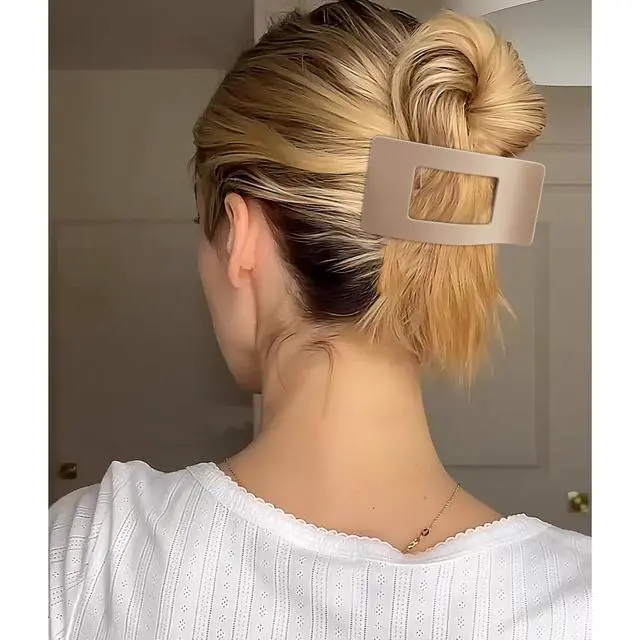 Alt view image 3 of 7 - Flat Hair Clips for Women Girls, 2 Styles 8 Pcs Lay Flat Claw Clips, Strong Hold French Duck Billed Large Side Hair Jaw Clip for All Hair Types, Fashion Trendy Hair Accessories Brown