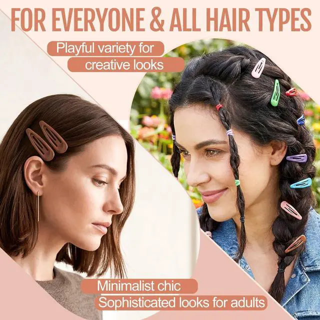 Alt view image 4 of 7 - 60 Pcs Metal Snap Hair Clips with Plastic Storage Box, 2 Inch Hair Barrettes for Women Girls, 10 Assorted Colors Non-Slip Metal Barrettes for Daily Hairstyling