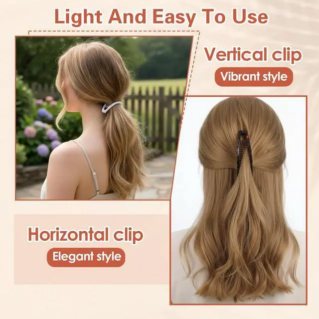 Alt view image 4 of 7 - 4 Pcs Banana Hair Clips, Non-Slip Hair-Claws with Double Combs, Vintage Banana Clips for Women Thick Curly Hair, Ponytail Holder Styling Accessories