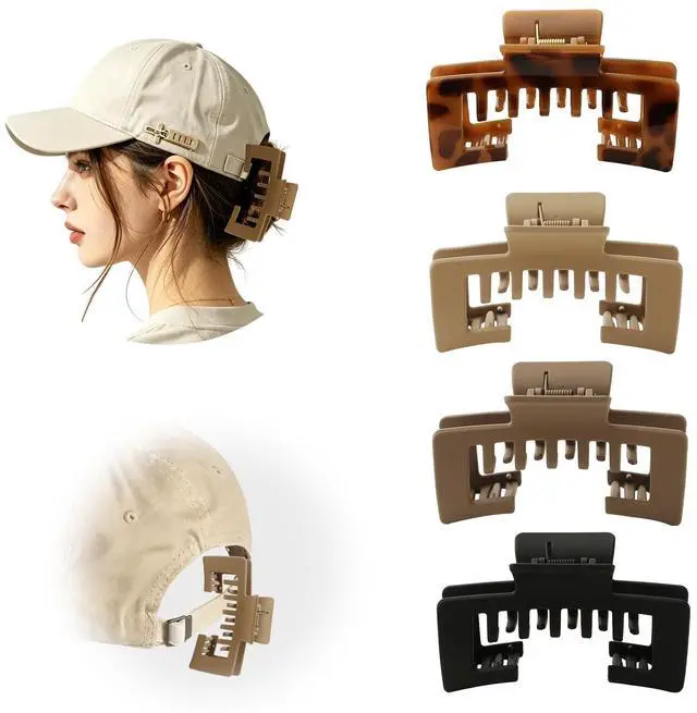 Main image of 4Pcs Hat Claw Clips for Women with Secure Hold Non-Slip For Baseball Caps | Firm Outdoor hiking Travel Baseball cap Hair hold Gifts for mom daughter and girlfriend