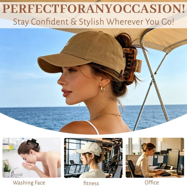 Alt view image 6 of 6 - 4Pcs Hat Claw Clips for Women with Secure Hold Non-Slip For Baseball Caps | Firm Outdoor hiking Travel Baseball cap Hair hold Gifts for mom daughter and girlfriend