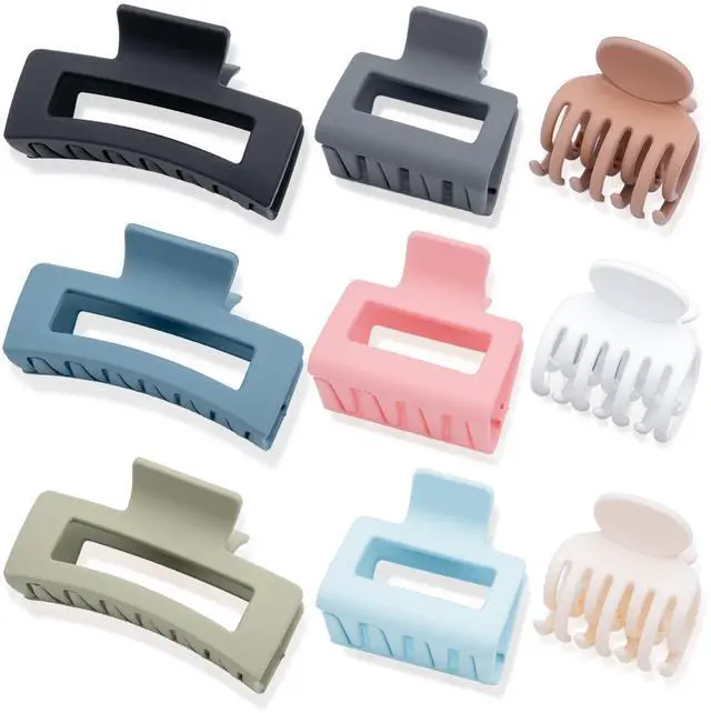 Main image of 9PCS Hair Clips for Women - Large Claw Clips for Thick and Thin Hair, Small and Mini Hair Clips, Strong Hold Hair Claw Clips in 9 Colors, Ideal for All Hair Types, Brown