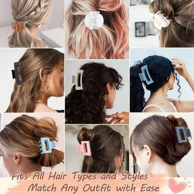 Alt view image 5 of 6 - 9PCS Hair Clips for Women - Large Claw Clips for Thick and Thin Hair, Small and Mini Hair Clips, Strong Hold Hair Claw Clips in 9 Colors, Ideal for All Hair Types, Brown
