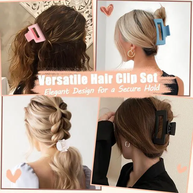 Alt view image 4 of 6 - 9PCS Hair Clips for Women - Large Claw Clips for Thick and Thin Hair, Small and Mini Hair Clips, Strong Hold Hair Claw Clips in 9 Colors, Ideal for All Hair Types, Brown