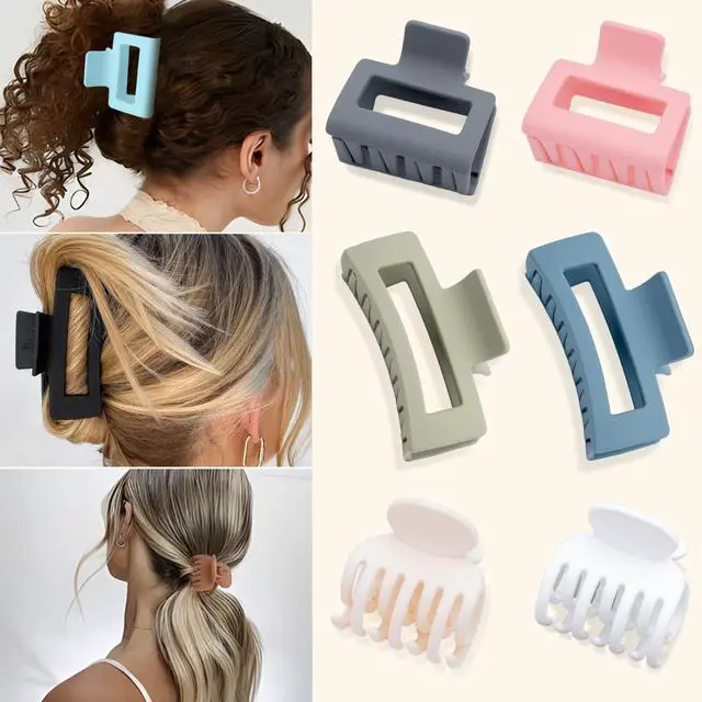 Alt view image 6 of 6 - 9PCS Hair Clips for Women - Large Claw Clips for Thick and Thin Hair, Small and Mini Hair Clips, Strong Hold Hair Claw Clips in 9 Colors, Ideal for All Hair Types, Brown