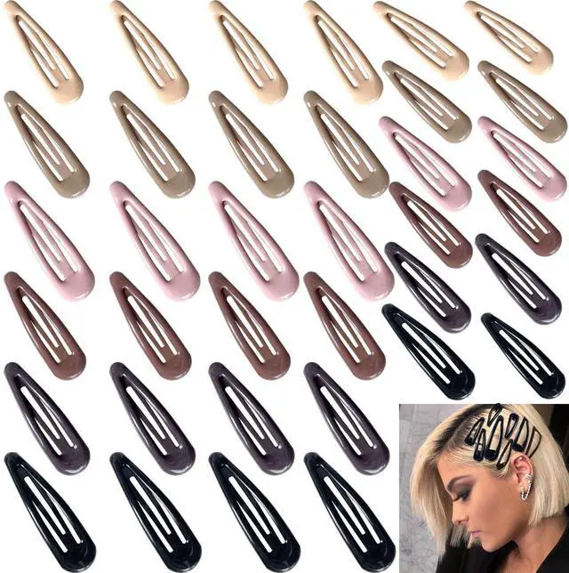 Main image of 36 PCS 2 Inch Metal Snap Hair Clips Water Drop No Slip for Women & Girls,Strong Hold Matte Hair Clips for Thick Hair & Thin Hair,Hair Barrettes for Women.Metal Snap Clips Accessories