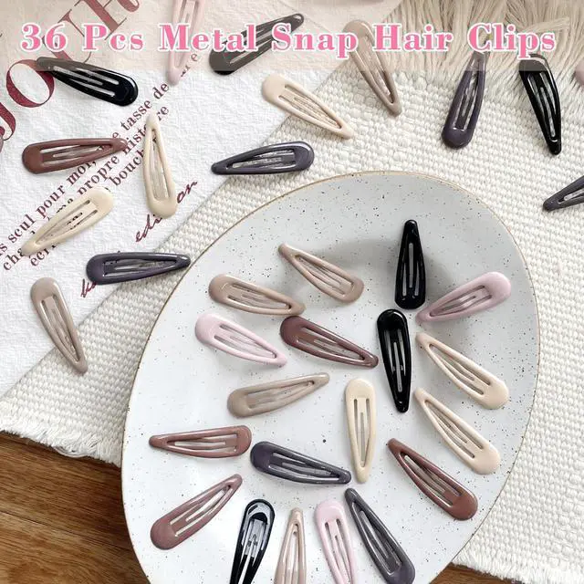 Alt view image 3 of 7 - 36 PCS 2 Inch Metal Snap Hair Clips Water Drop No Slip for Women & Girls,Strong Hold Matte Hair Clips for Thick Hair & Thin Hair,Hair Barrettes for Women.Metal Snap Clips Accessories