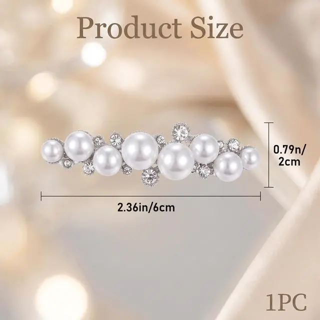 Alt view image 2 of 7 - Pearl Hair Barrettes for Women Small Pearl Hair Clip | Elegant Pearl Hair Accessories, Vintage Decorative Barrette for Fine Hair, Thick Thin Hairs,Wedding,Party,Halloween,Christmas