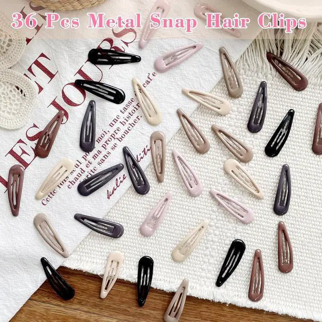 Alt view image 4 of 7 - 36 PCS 2 Inch Metal Snap Hair Clips Water Drop No Slip for Women & Girls,Strong Hold Matte Hair Clips for Thick Hair & Thin Hair,Hair Barrettes for Women.Metal Snap Clips Accessories