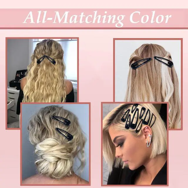 Alt view image 5 of 7 - 36 PCS 2 Inch Metal Snap Hair Clips Water Drop No Slip for Women & Girls,Strong Hold Matte Hair Clips for Thick Hair & Thin Hair,Hair Barrettes for Women.Metal Snap Clips Accessories