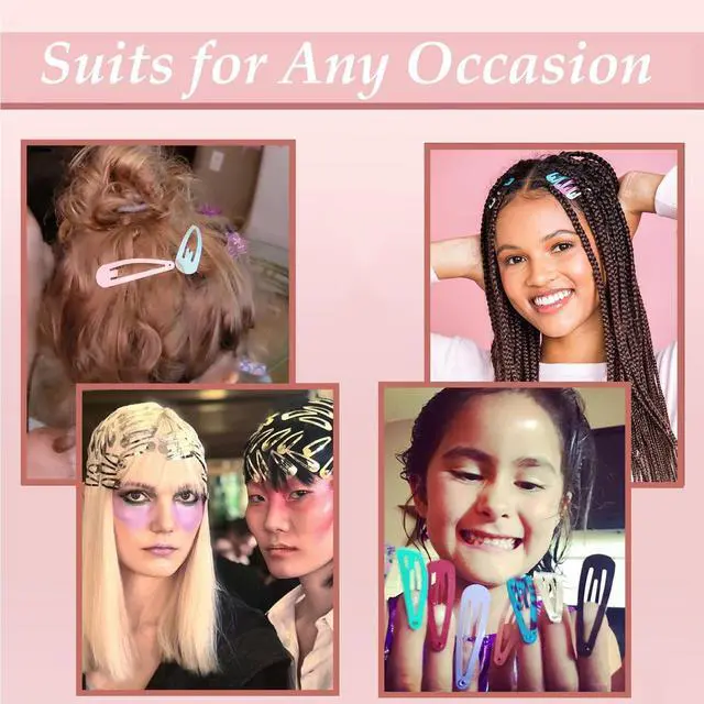 Alt view image 6 of 7 - 36 PCS 2 Inch Metal Snap Hair Clips Water Drop No Slip for Women & Girls,Strong Hold Matte Hair Clips for Thick Hair & Thin Hair,Hair Barrettes for Women.Metal Snap Clips Accessories