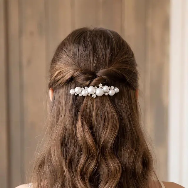 Alt view image 4 of 7 - Pearl Hair Barrettes for Women Small Pearl Hair Clip | Elegant Pearl Hair Accessories, Vintage Decorative Barrette for Fine Hair, Thick Thin Hairs,Wedding,Party,Halloween,Christmas