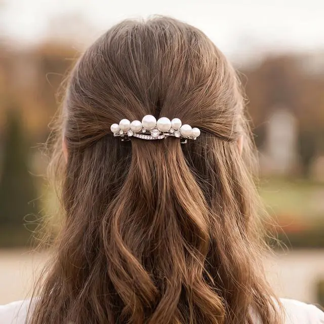 Alt view image 7 of 7 - Pearl Hair Barrettes for Women Small Pearl Hair Clip | Elegant Pearl Hair Accessories, Vintage Decorative Barrette for Fine Hair, Thick Thin Hairs,Wedding,Party,Halloween,Christmas