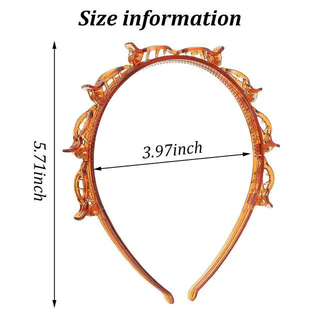 Alt view image 2 of 7 - Headband With Clips, Bangs Hairstyle Hair Clip Headband | Professional Weave Bangs Clip, Toothed Headband Braid Tool for Women Girls Black Brown Hair Styling Accessories