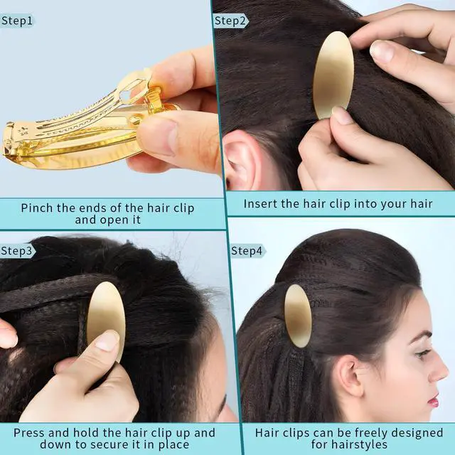 Alt view image 4 of 7 - 3inch Oval Vintage Metal Gold Barrettes For Women Hair Clip | Gold Hair Barrettes Suitable For Long Thick Hair Ideal For Prom And Formal Events