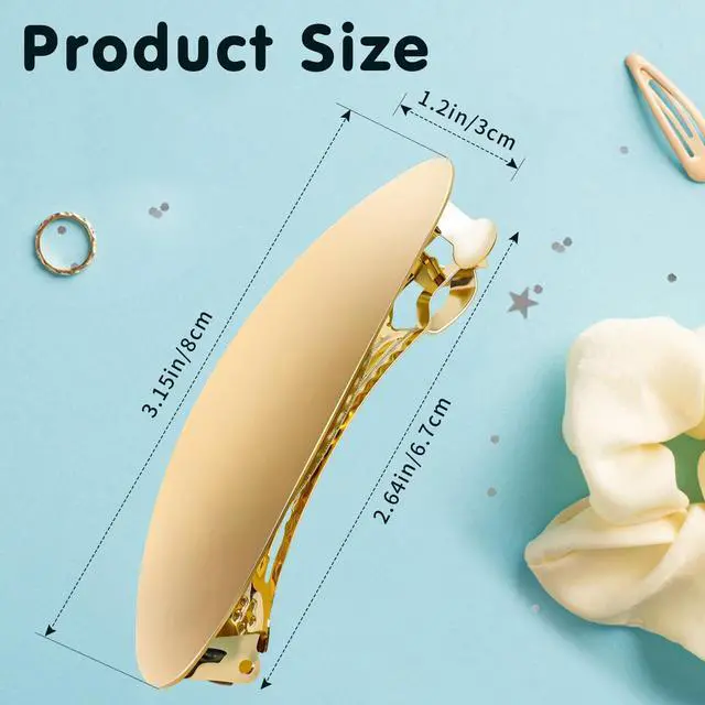 Alt view image 2 of 7 - 3inch Oval Vintage Metal Gold Barrettes For Women Hair Clip | Gold Hair Barrettes Suitable For Long Thick Hair Ideal For Prom And Formal Events