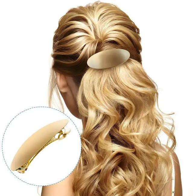 Alt view image 7 of 7 - 3inch Oval Vintage Metal Gold Barrettes For Women Hair Clip | Gold Hair Barrettes Suitable For Long Thick Hair Ideal For Prom And Formal Events