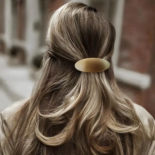 Alt view image 6 of 7 - 3inch Oval Vintage Metal Gold Barrettes For Women Hair Clip | Gold Hair Barrettes Suitable For Long Thick Hair Ideal For Prom And Formal Events
