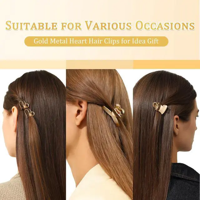 Alt view image 5 of 6 - 12Pcs Small Gold Hair Clips for Women Cute Metal Mini Heart Hair Claw Clip for Girls Hair Clips for Thick Thin Hair, Girls Teens Hair Accessories