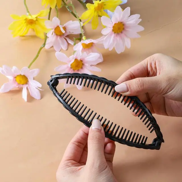 Alt view image 6 of 6 - 4 Pcs Mixed Colors Banana Hairs Clips Set, Banana Hair Clip Black And Brown Tortoise Clips, Hair Comb Volumizing Hairs Clip For Women Girls