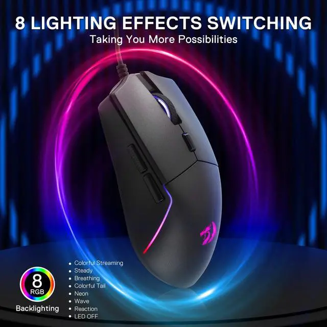 Alt view image 4 of 7 - Wired RGB Gaming Mouse, 10000 DPI Lightweight Optical Mouse with 6 Programmable Buttons, Software Supports DIY Keybinds for PC Computer Windows Mac Laptop, Black