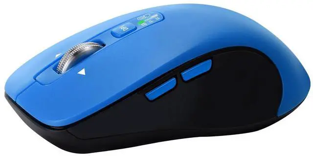 Alt view image 2 of 7 - Wireless Bluetooth Mouse (USB + BT1 + BT2), Full Size, 4-Way Scrolling, Multi-Device Silent Mouse for Computer, Laptop, iPad, MacBook (Blue)