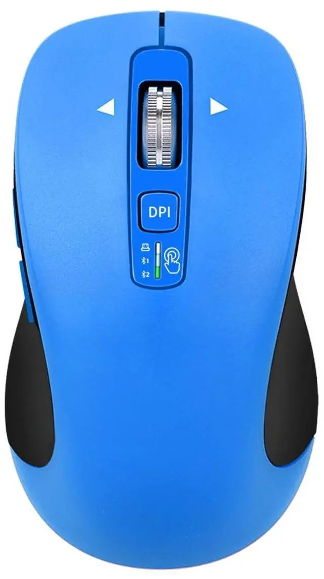 Main image of Wireless Bluetooth Mouse (USB + BT1 + BT2), Full Size, 4-Way Scrolling, Multi-Device Silent Mouse for Computer, Laptop, iPad, MacBook (Blue)