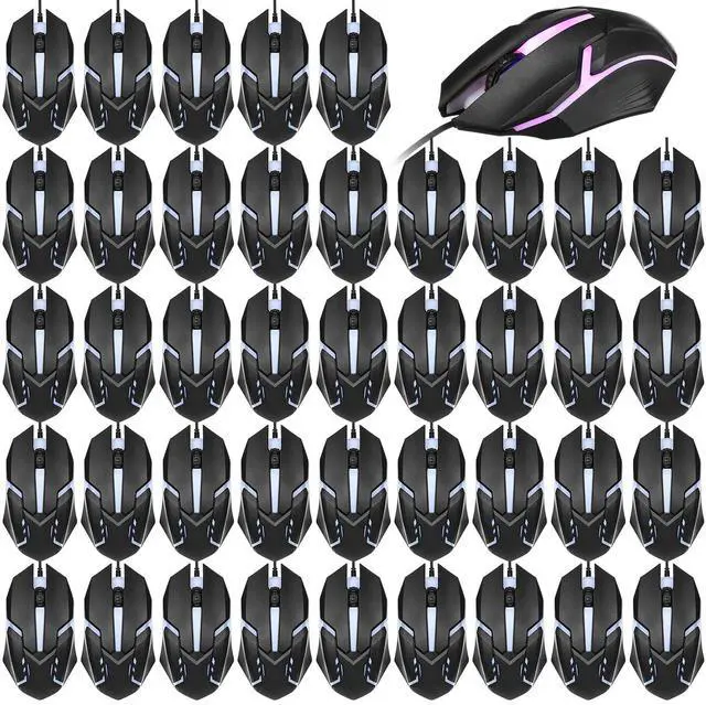 Main image of Pack Black USB Wired Mouse Bulk 1200 DPI RGB Optical Computer Mouse 3 Button 7 Color LED Backlit Wired Ergonomic USB for Gaming Office Desktop Laptop Gamer Computer