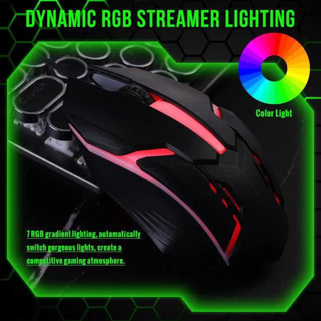 Alt view image 4 of 6 - Pack Black USB Wired Mouse Bulk 1200 DPI RGB Optical Computer Mouse 3 Button 7 Color LED Backlit Wired Ergonomic USB for Gaming Office Desktop Laptop Gamer Computer