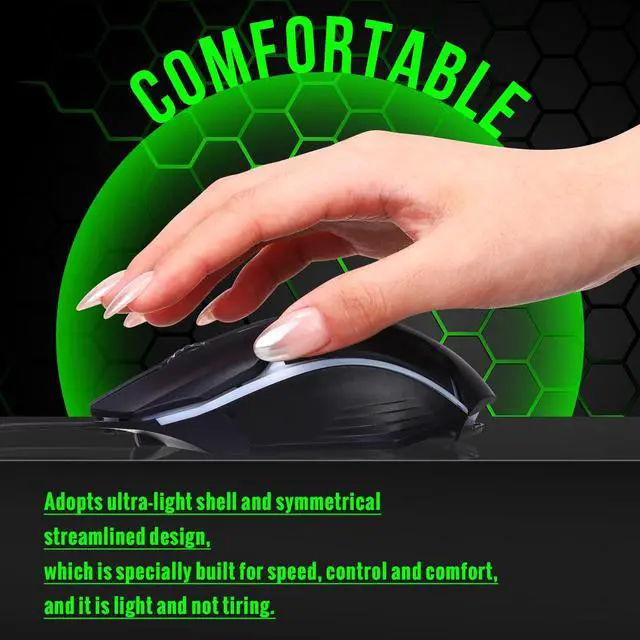Alt view image 5 of 6 - Pack Black USB Wired Mouse Bulk 1200 DPI RGB Optical Computer Mouse 3 Button 7 Color LED Backlit Wired Ergonomic USB for Gaming Office Desktop Laptop Gamer Computer