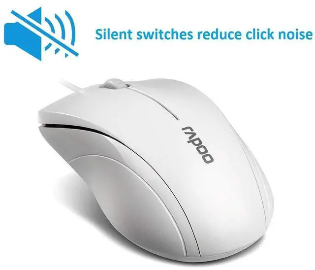 Alt view image 2 of 7 - Button Quiet Wired Mouse, 1000DPI Optical Mouse, Quiet Button, Ergonomic Shape, for Desktop Computers Laptops, Matte White