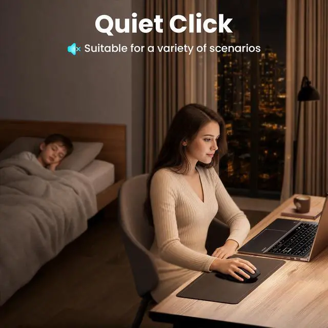 Alt view image 6 of 7 - Wireless Bluetooth Side Scroll Mouse with Multi-Device, Ergonomic Computer Mice with Smart Flying Scroll, Quiet Click 4-Level DPI for Computer, Laptop, iPad, Tablet, MacBook (Black)