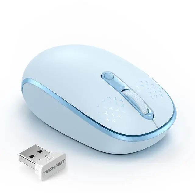 Main image of Wireless Mouse, 2.4G Quiet Computer Mouse with USB Receiver, 4 Buttons Portable Cordless Mice for Chromebook, Laptop, PC, Mac, 800/1200/1600 DPI - Blue