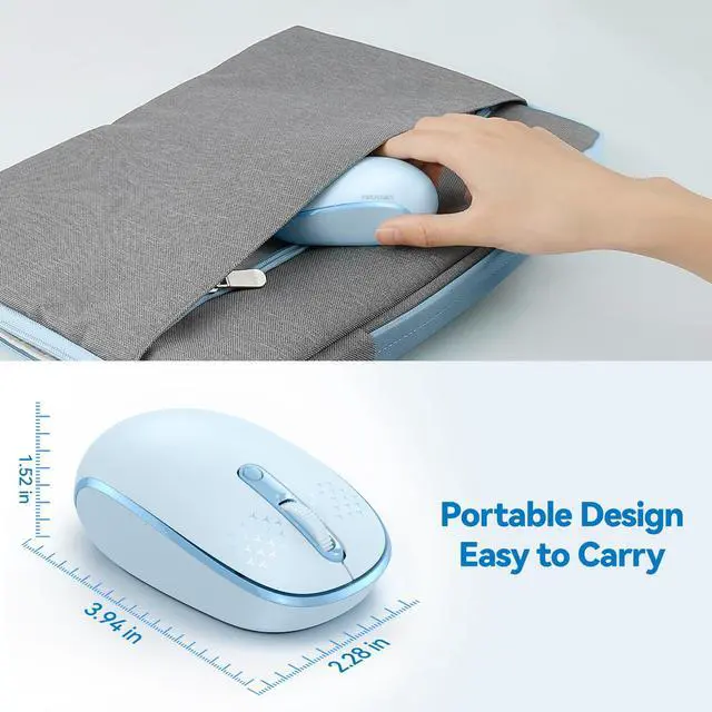 Alt view image 3 of 6 - Wireless Mouse, 2.4G Quiet Computer Mouse with USB Receiver, 4 Buttons Portable Cordless Mice for Chromebook, Laptop, PC, Mac, 800/1200/1600 DPI - Blue