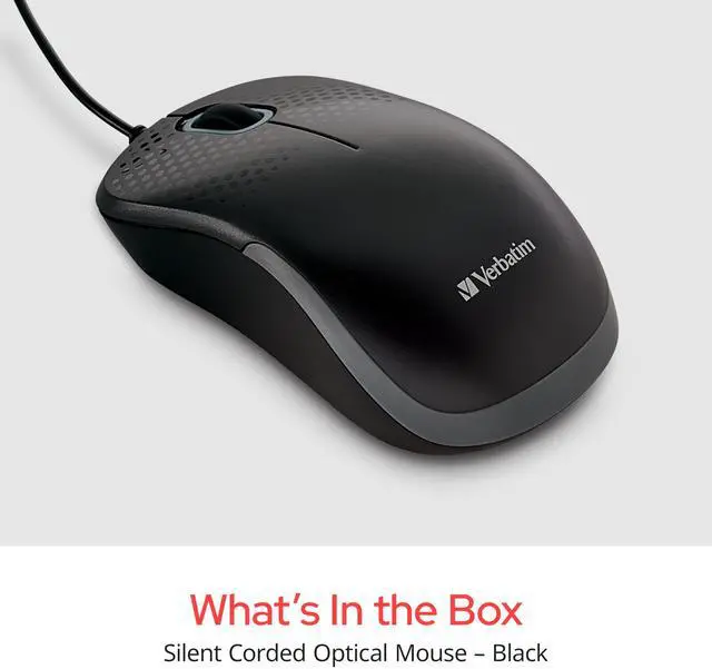 Alt view image 6 of 6 - USB Silent Corded Optical Mouse - Computer Wired Noiseless and Silent Click Mouse for Mac and PC - Black