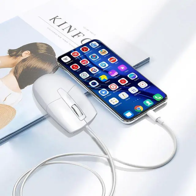 Alt view image 7 of 7 - USB C Wired Mouse, Type C Optical Mouse, Portable Silent Comfortable, for Laptop, Mac, MacBook, Android, PC, White