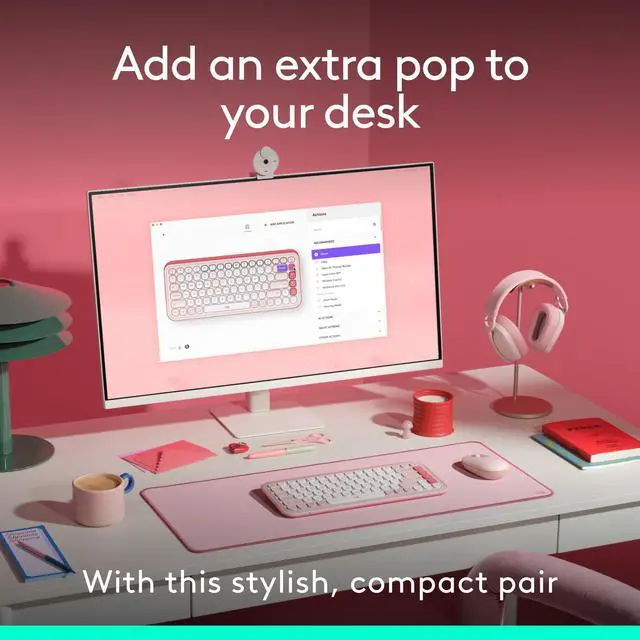 Alt view image 2 of 7 - POP ICON Combo, Wireless Bluetooth Keyboard and Mouse, Comfortable Typing, programmable Keys and Buttons, Quiet clicks, Easy-Switch up to 3 Devices - Rose