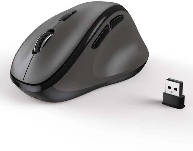 Main image of Wireless Mouse with USB Receiver for PC Computer, Laptop and Desktop, Ergo Vertical Mouse with Silent Clicks Long Battery Life, Up to 1600 DPI & 1 AA Battery Powered, Grey