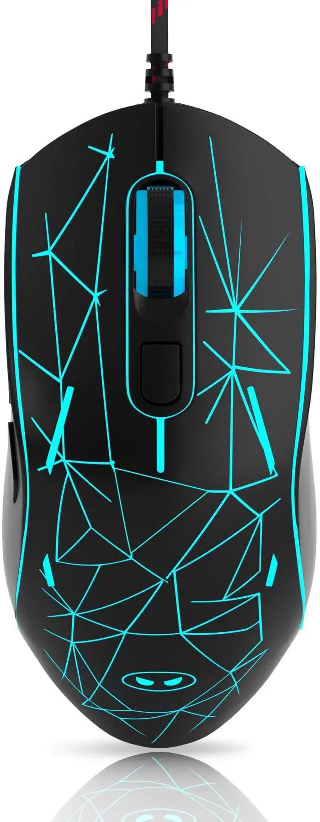 Main image of Wired Gaming Mouse, Ergonomic USB Optical Mouse with 7 Colors Breathing LED Backlit, 6 Adjustable Speed Levels from 600 to 3200 for Laptop PC Computer Games & Work, Black