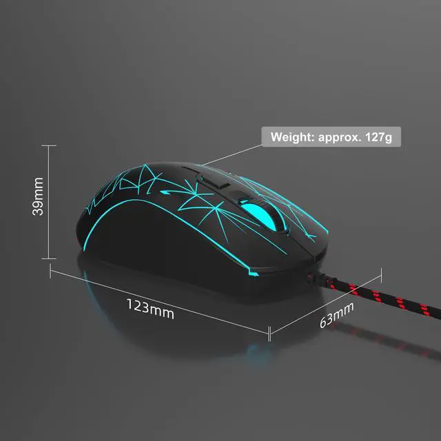 Alt view image 7 of 7 - Wired Gaming Mouse, Ergonomic USB Optical Mouse with 7 Colors Breathing LED Backlit, 6 Adjustable Speed Levels from 600 to 3200 for Laptop PC Computer Games & Work, Black